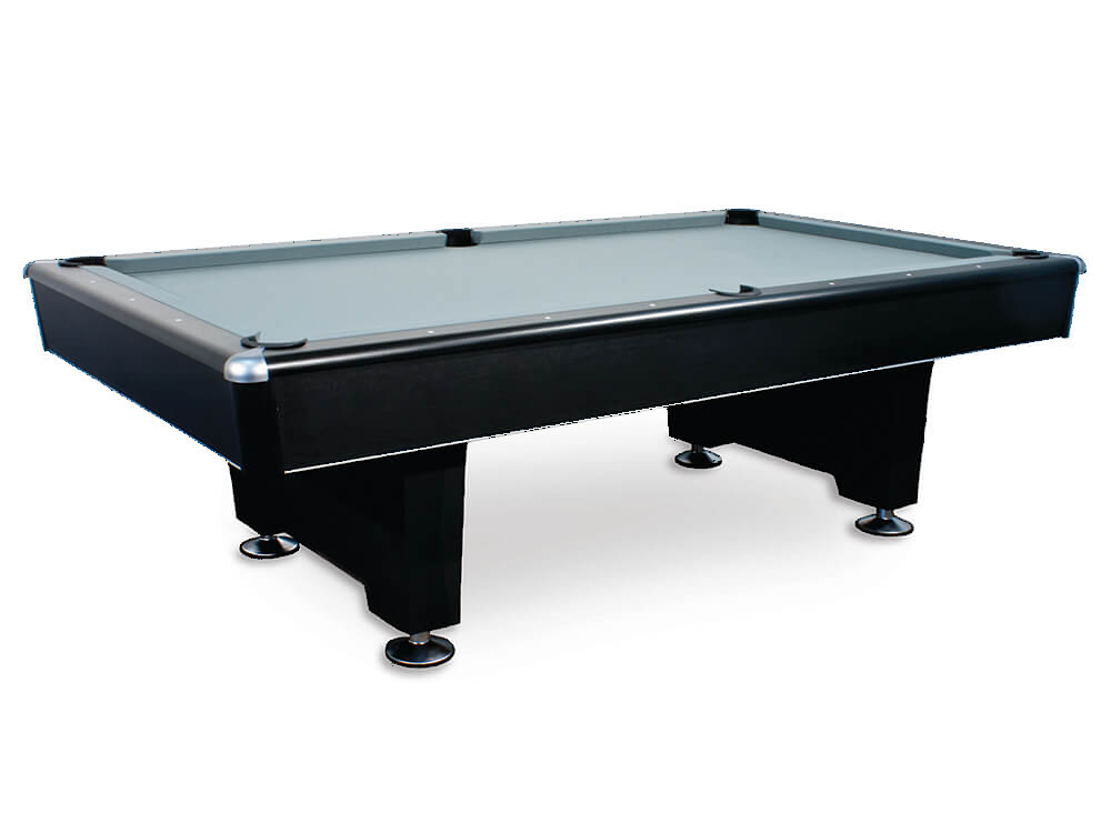 Presidential Black Diamond billiard table in the supplied Black Laminate finish with Steel Gray cloth